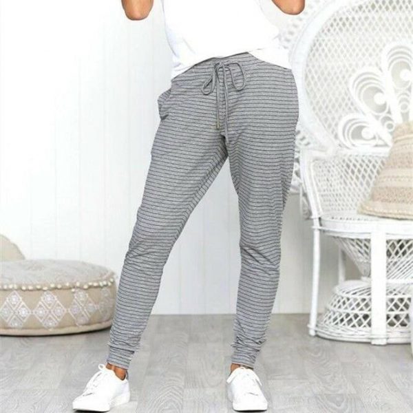 The Best Fashion Women Casual Sweatpants Stripes Drawstring Loose Jogger Dance Harem Pants Sports Baggy Slacks Trousers Online - Takalr