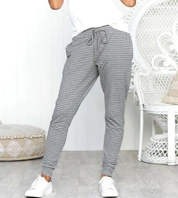 The Best Fashion Women Casual Sweatpants Stripes Drawstring Loose Jogger Dance Harem Pants Sports Baggy Slacks Trousers Online - Takalr