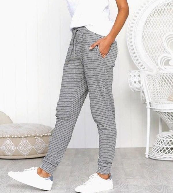 The Best Fashion Women Casual Sweatpants Stripes Drawstring Loose Jogger Dance Harem Pants Sports Baggy Slacks Trousers Online - Takalr