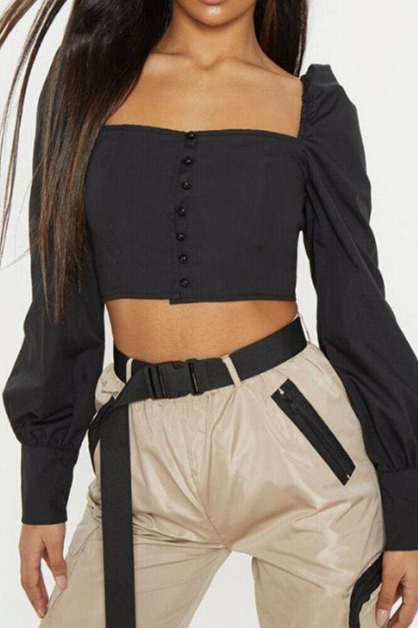 The Best Fashion Women Casual Tank Crop Tops Vest Blouse Ladies Casual Off Shoulder Long Sleeve Tee Shirt Tops Streetwear Online - Takalr