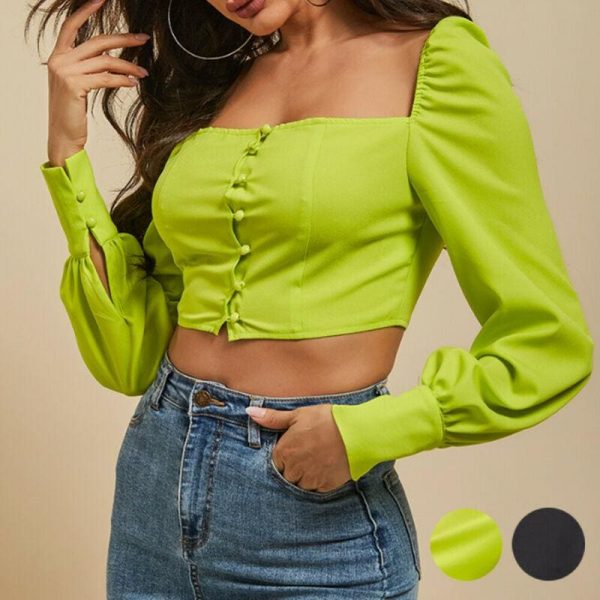 The Best Fashion Women Casual Tank Crop Tops Vest Blouse Ladies Casual Off Shoulder Long Sleeve Tee Shirt Tops Streetwear Online - Takalr