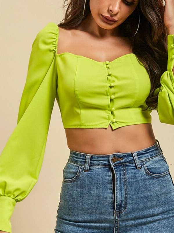 The Best Fashion Women Casual Tank Crop Tops Vest Blouse Ladies Casual Off Shoulder Long Sleeve Tee Shirt Tops Streetwear Online - Takalr