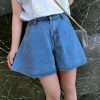 The Best Fashion Women Denim Shorts Summer Casual Loose Flare Short Jeans High Waist Solid Casual Shorts Trousers Online - Takalr