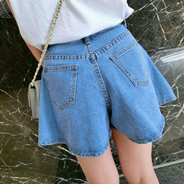 The Best Fashion Women Denim Shorts Summer Casual Loose Flare Short Jeans High Waist Solid Casual Shorts Trousers Online - Takalr