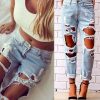 The Best Fashion Women Destroyed Ripped Jeans Distressed Slim Pants High Waist Denim Jeans Online - Takalr