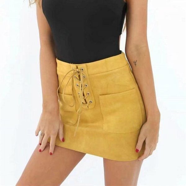 The Best Fashion Women Elastic Pleated Skirt  Ladies Bandage High Waist Party Pencil Short Mini Skirt Women Brief Solid Daily Skirts Online - Takalr