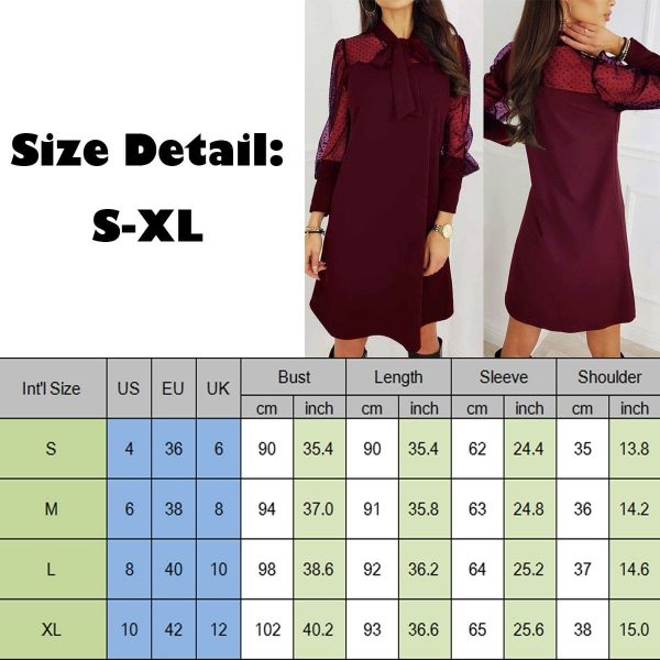 The Best Fashion Women Elegant Evening Party Club Loose Dress Women Ladies Casual Mesh Puff Long Sleeve Dress vestidos Online - Takalr