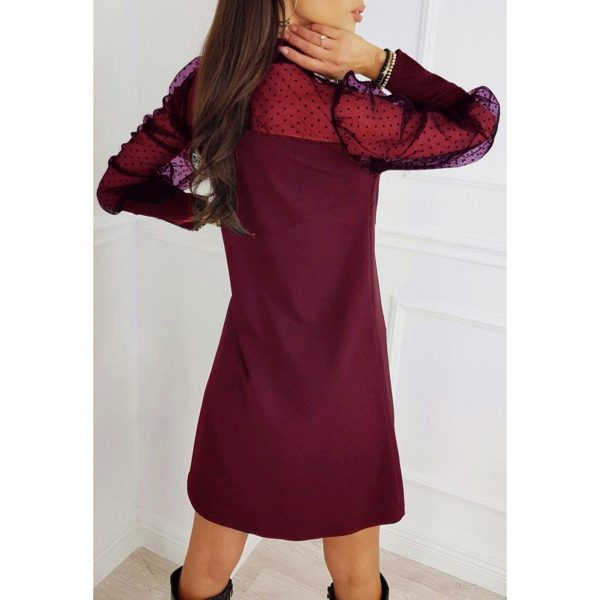 The Best Fashion Women Elegant Evening Party Club Loose Dress Women Ladies Casual Mesh Puff Long Sleeve Dress vestidos Online - Takalr