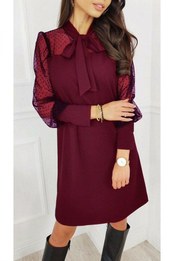 The Best Fashion Women Elegant Evening Party Club Loose Dress Women Ladies Casual Mesh Puff Long Sleeve Dress vestidos Online - Takalr