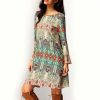 The Best Fashion Women Floral Boho Chiffon Sundress Ladies Casual Long Sleeve Summer Beach Holiday Loose Short Mini Dress Online - Takalr