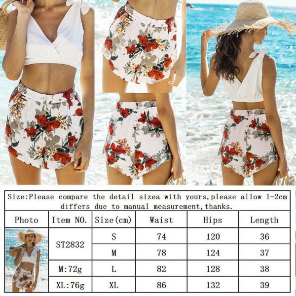 The Best Fashion Women Floral High Waist Shorts Summer Casual Printed Ladies Beach Holiday Travel Loose Trouser New Online - Takalr