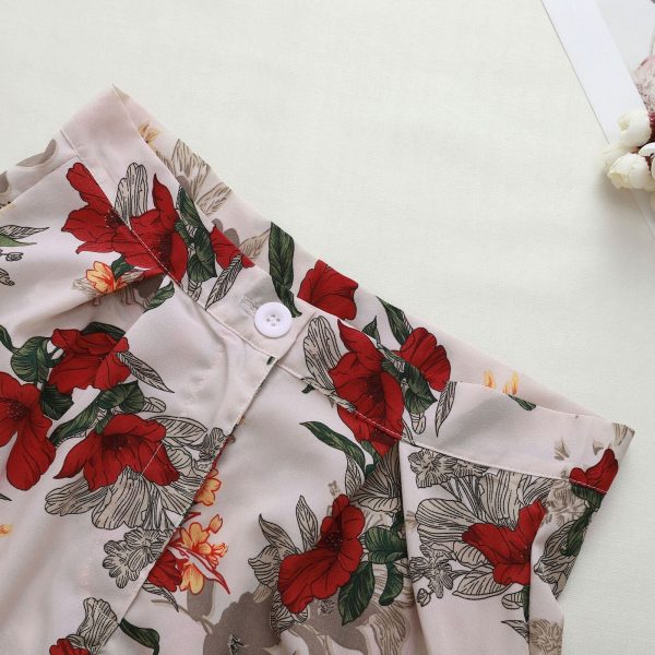 The Best Fashion Women Floral High Waist Shorts Summer Casual Printed Ladies Beach Holiday Travel Loose Trouser New Online - Takalr