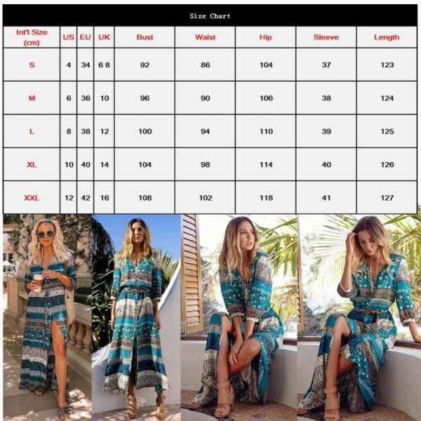 The Best Fashion Women Floral Long Maxi Dress Evening Party Ladies Half Sleeve Beach Dresses Summer Loose Sundress Online - Takalr