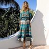 The Best Fashion Women Floral Long Maxi Dress Evening Party Ladies Half Sleeve Beach Dresses Summer Loose Sundress Online - Takalr