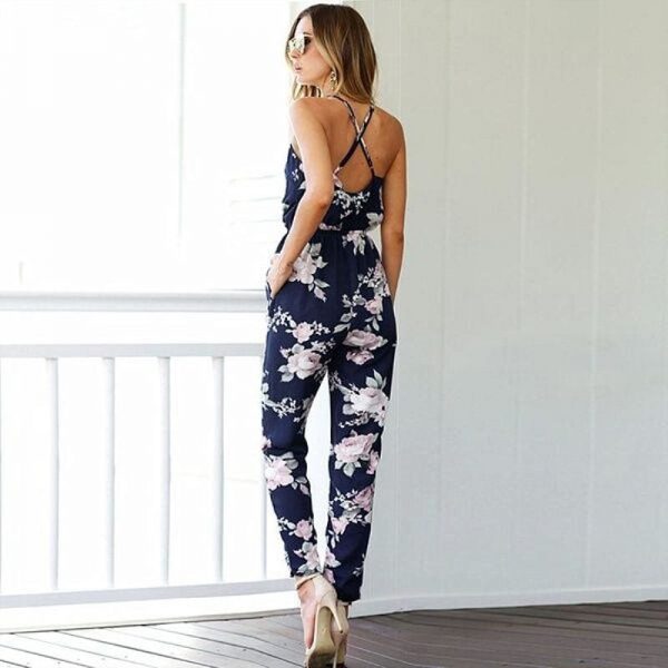 The Best Fashion Women Floral Sleeveless Long Trousers Jumpsuit Summer Holiday Lady Backless Loose Playsuit Party Casual Jumpsuit Romper Online - Takalr