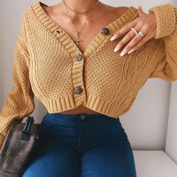 The Best Fashion Women Girl Sweater Long Sleeve Knit Cardigan Tops Autumn Winter Casual Loose Button Down Jacket Coat Outwear Online - Takalr