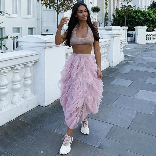 The Best Fashion Women Girls Long Maxi Boho Skirt Summer Tulle Beach Holiday Elastic Waist Bridesmaid Wedding Party Skirt Online - Takalr