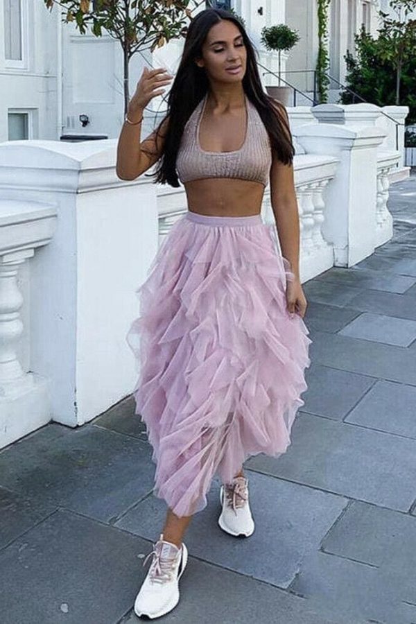 The Best Fashion Women Girls Long Maxi Boho Skirt Summer Tulle Beach Holiday Elastic Waist Bridesmaid Wedding Party Skirt Online - Takalr