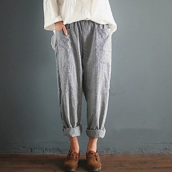 The Best Fashion Women High Waist Elastic Long Pants Baggy Casual Loose Harem Maxi Trousers Summer Outdoor Wide Leg Pants New Online - Takalr