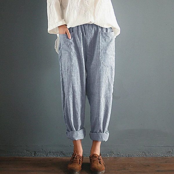 The Best Fashion Women High Waist Elastic Long Pants Baggy Casual Loose Harem Maxi Trousers Summer Outdoor Wide Leg Pants New Online - Takalr