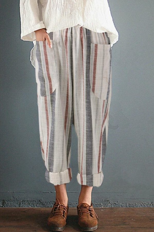 The Best Fashion Women High Waist Elastic Long Pants Baggy Casual Loose Harem Maxi Trousers Summer Outdoor Wide Leg Pants New Online - Takalr