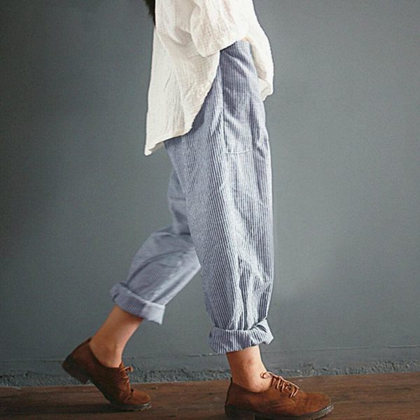 The Best Fashion Women High Waist Elastic Long Pants Baggy Casual Loose Harem Maxi Trousers Summer Outdoor Wide Leg Pants New Online - Takalr