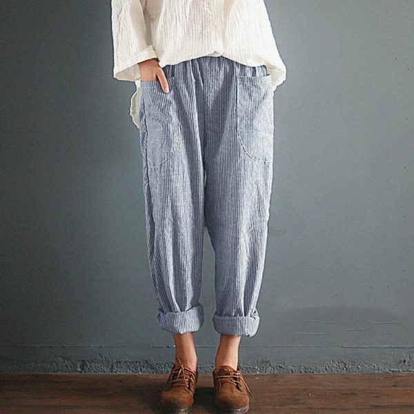 The Best Fashion Women High Waist Elastic Long Pants Baggy Casual Loose Harem Maxi Trousers Summer Outdoor Wide Leg Pants New Online - Takalr