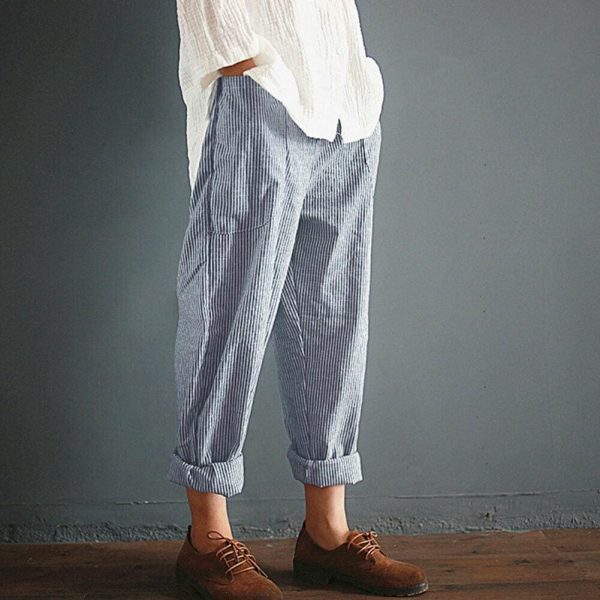 The Best Fashion Women High Waist Elastic Long Pants Baggy Casual Loose Harem Maxi Trousers Summer Outdoor Wide Leg Pants New Online - Takalr