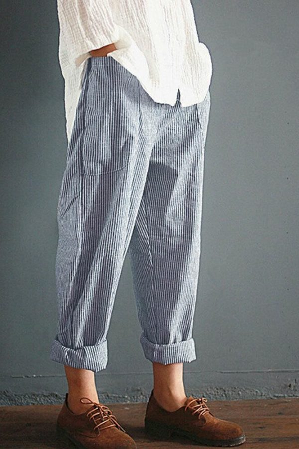 The Best Fashion Women High Waist Elastic Long Pants Baggy Casual Loose Harem Maxi Trousers Summer Outdoor Wide Leg Pants New Online - Takalr