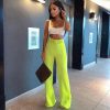 The Best Fashion Women High Waist Flared Wide Leg Pants Elegant Ladies Casual Leggings Baggy Belt Long Trousers 2019 Online - Takalr