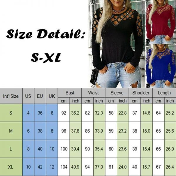 The Best Fashion Women Hollow Out Long Sleeve Casual Shirt Top Sexy Ladies O-Neck Autumn Casual Top Outwear Streetwear Online - Takalr