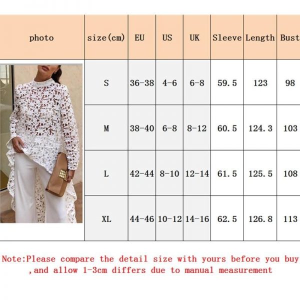 The Best Fashion Women Irregular Loose Long Sleeve Casual Lace Jumper Stretch Pullover Hollow Floral Tops Blouse Tunic Online - Takalr