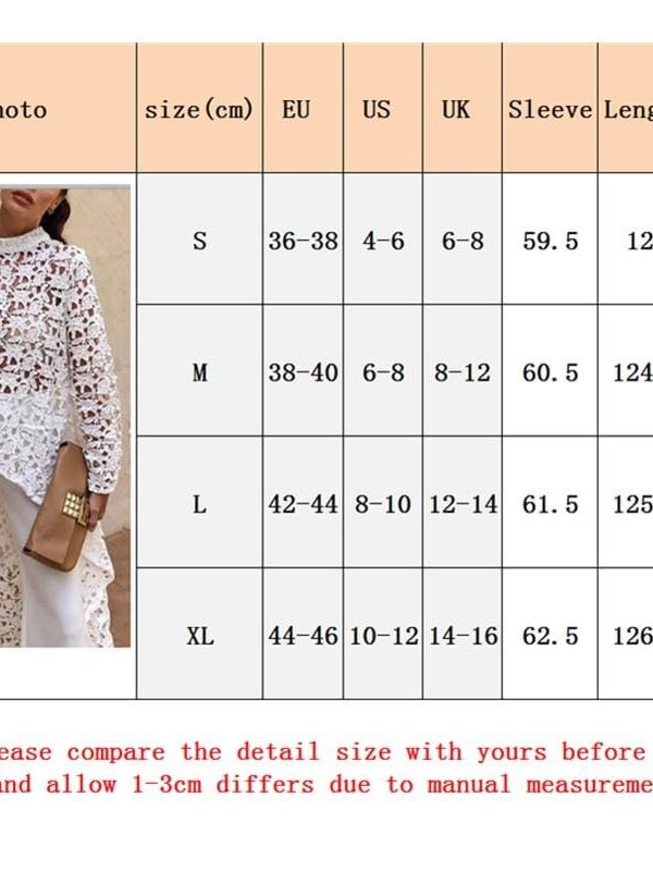 The Best Fashion Women Irregular Loose Long Sleeve Casual Lace Jumper Stretch Pullover Hollow Floral Tops Blouse Tunic Online - Takalr