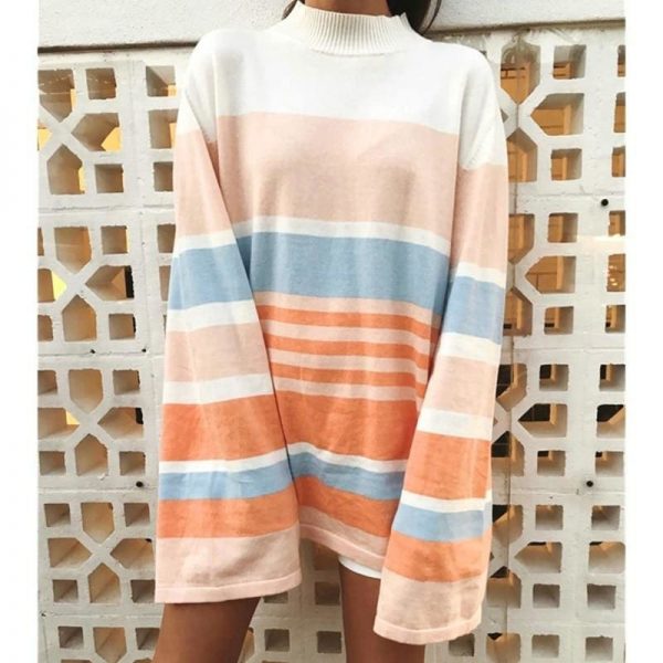 The Best Fashion Women Ladies Casual Pullover Loose Long Sleeve Tunic Striped Blouse Autumn Winter Holiday Shirt Top Online - Source Silk