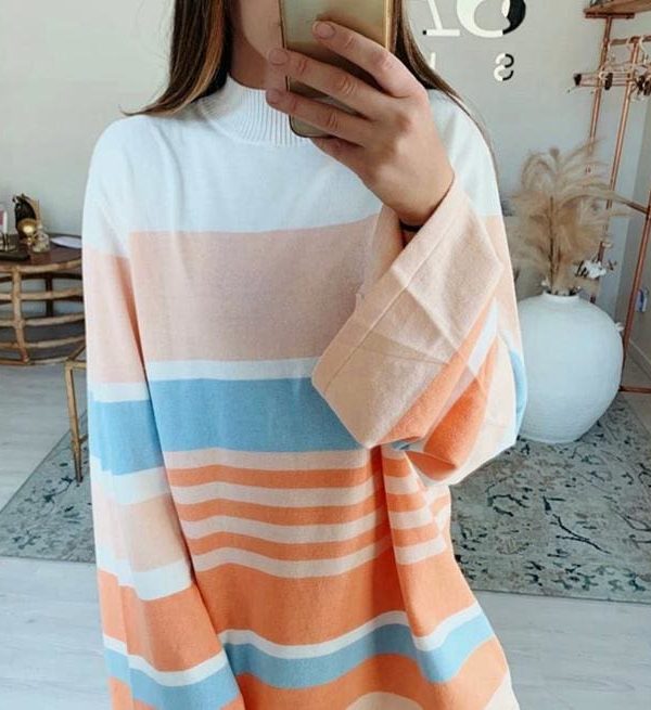 The Best Fashion Women Ladies Casual Pullover Loose Long Sleeve Tunic Striped Blouse Autumn Winter Holiday Shirt Top Online - Source Silk