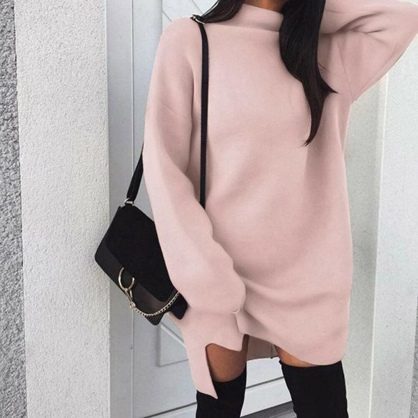 The Best Fashion Women Ladies High Collar Dress Long Batwing Sleeve Jumper Sweatshirt Knitwear Casual Pullover Blouse Tops Online - Takalr