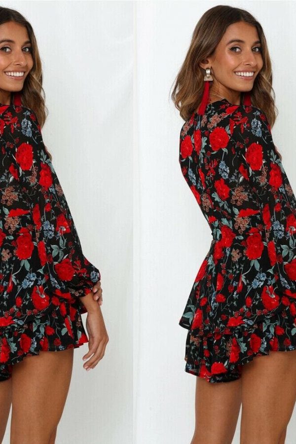 The Best Fashion Women Ladies Long Sleeve Boho Floral Playsuit Bodycon Holiday Party Summer Beach Jumpsuit&Romper Trousers New Online - Takalr