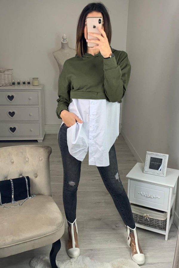 The Best Fashion Women Ladies Long Sleeve Stitching Shirt Tops Hooded Casual Autumn Loose Button Blouse Shirt 2019 Online - Takalr