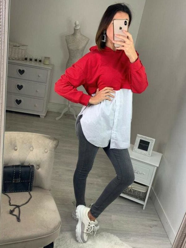 The Best Fashion Women Ladies Long Sleeve Stitching Shirt Tops Hooded Casual Autumn Loose Button Blouse Shirt 2019 Online - Takalr