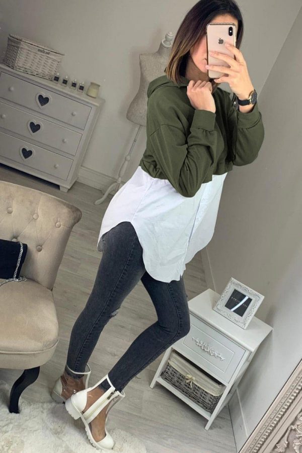 The Best Fashion Women Ladies Long Sleeve Stitching Shirt Tops Hooded Casual Autumn Loose Button Blouse Shirt 2019 Online - Takalr