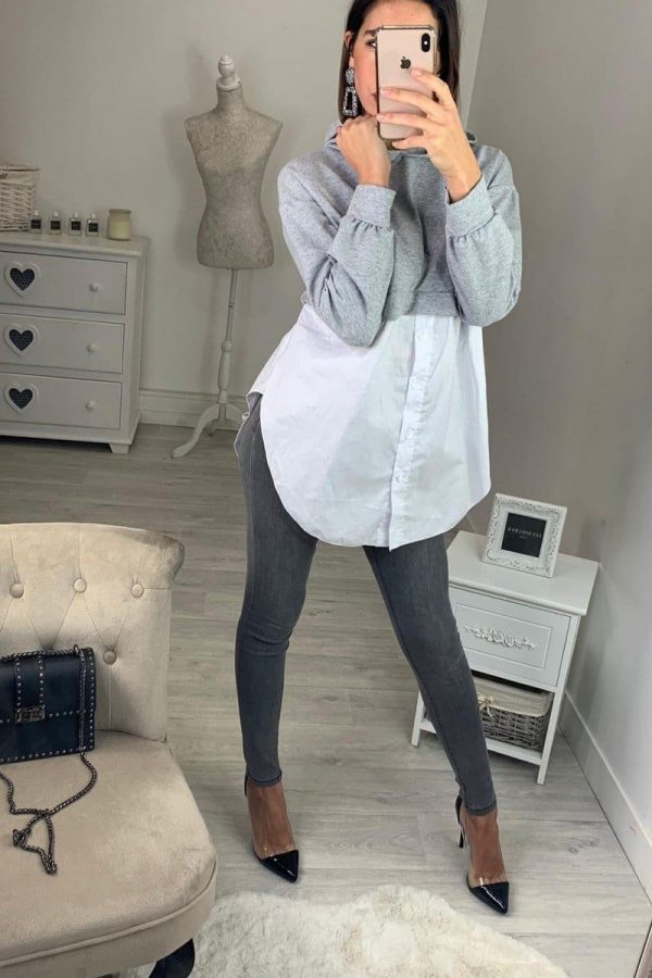 The Best Fashion Women Ladies Long Sleeve Stitching Shirt Tops Hooded Casual Autumn Loose Button Blouse Shirt 2019 Online - Takalr