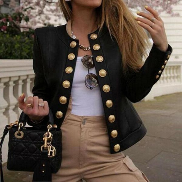 The Best Fashion Women Ladies Short Jacket OL Suit Breasted Coat Casual Long Sleeve Slim Fit Blazer Top Coat Outwear Tops Online - Takalr