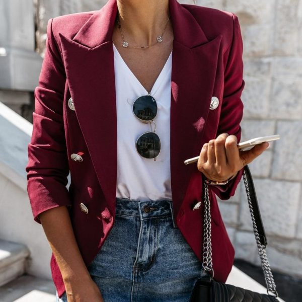 The Best Fashion Women Ladies Slim Casual Blazer Jacket Top Outwear Long Sleeve Button Career Formal Tunic Coat Cardigan Online - Source Silk