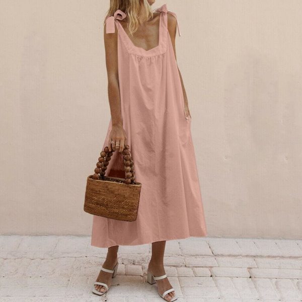 The Best Fashion Women Ladies Summer Boho Holiday Strappy Floral Long Dress Sleeveless Casual Loose Party Beach Sundress New Online - Takalr