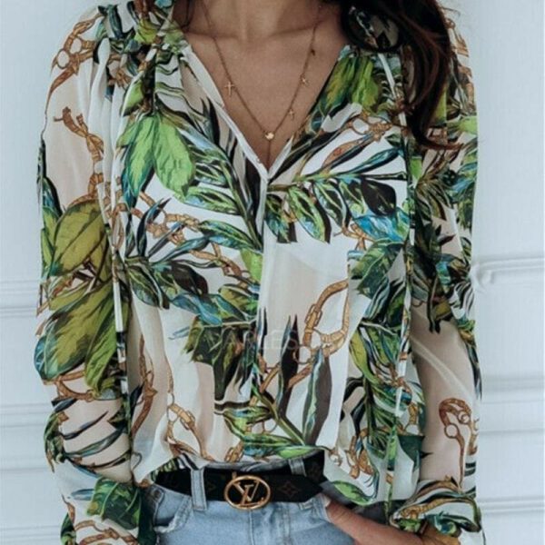 The Best Fashion Women Ladies Summer Long Sleeve Shirt V Neck Loose Casual Blouse Tops Shirt Women Holiday Clothes Online - Takalr