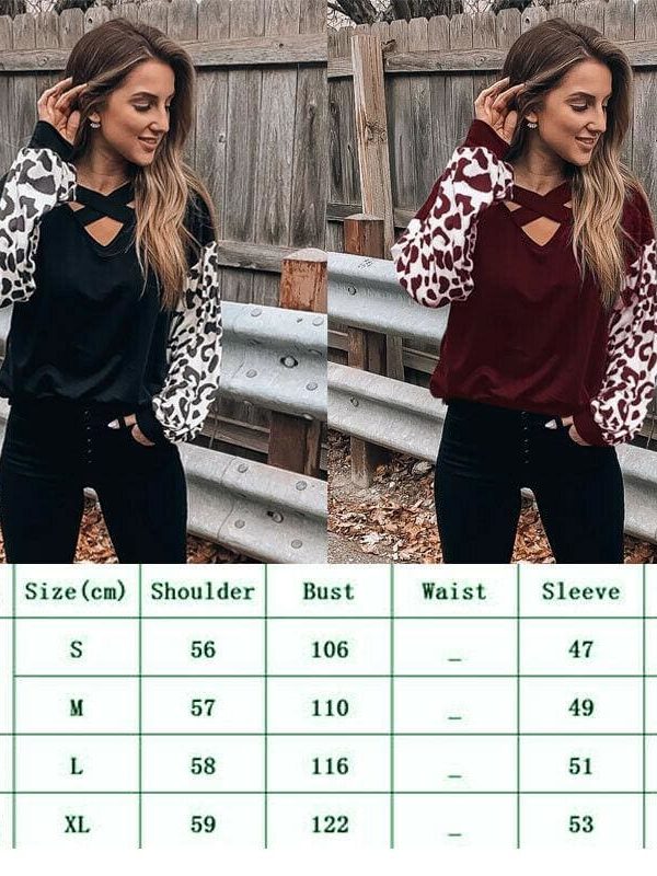 The Best Fashion Women Leopard Print Long Sleeve Loose Blouse Shirt Pullover Jumper Autumn Winter Casual Tops Shirt Online - Source Silk