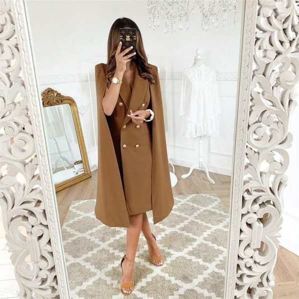 The Best Fashion Women Long Poncho Cape Coat Jacket Office Work Casual Blazer Suit Shawl Plus Cloak Cardigan Career Outwear Online - Takalr