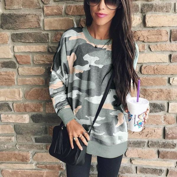 The Best Fashion Women Long Sleeve Baggy Hoodies Pullover Ladies Autumn Winter Casual Top Jumper Camouflage Sweatshirt Hot Online - Takalr