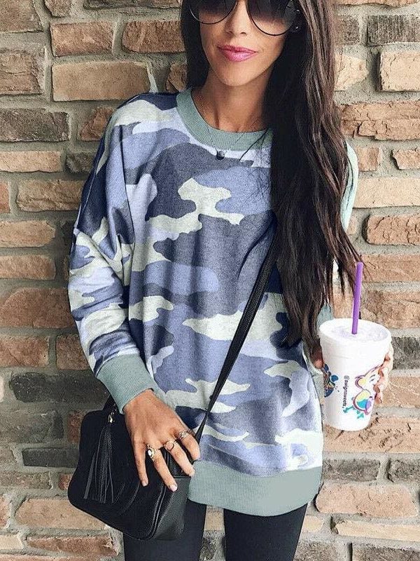 The Best Fashion Women Long Sleeve Baggy Hoodies Pullover Ladies Autumn Winter Casual Top Jumper Camouflage Sweatshirt Hot Online - Takalr