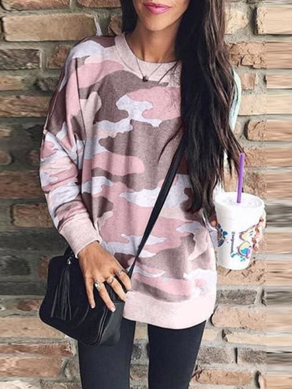 The Best Fashion Women Long Sleeve Baggy Hoodies Pullover Ladies Autumn Winter Casual Top Jumper Camouflage Sweatshirt Hot Online - Takalr